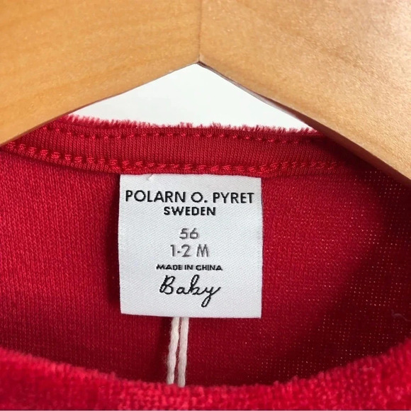 NWT Polarn O. Pyret holiday dress red velour ruffle size 1-2 months - Picture 3 of 11